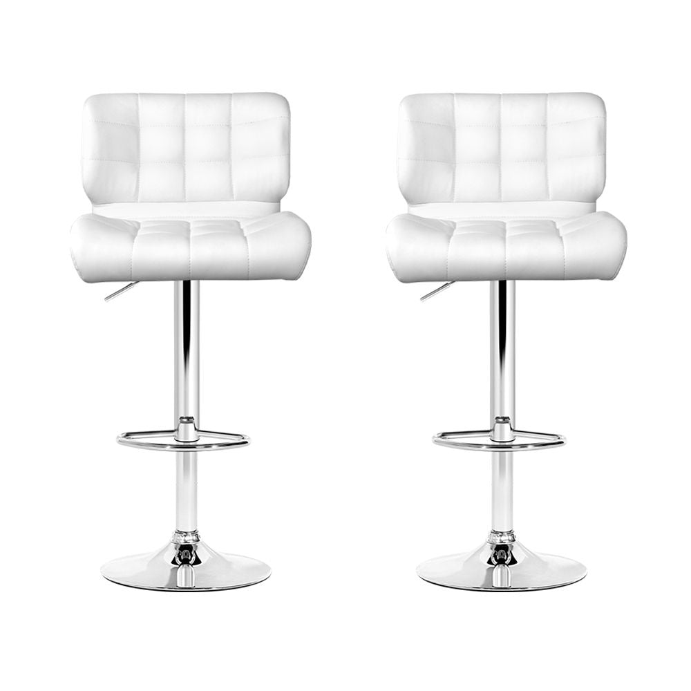 Evan Leather Bar Stool Swivel (Set of 4) White