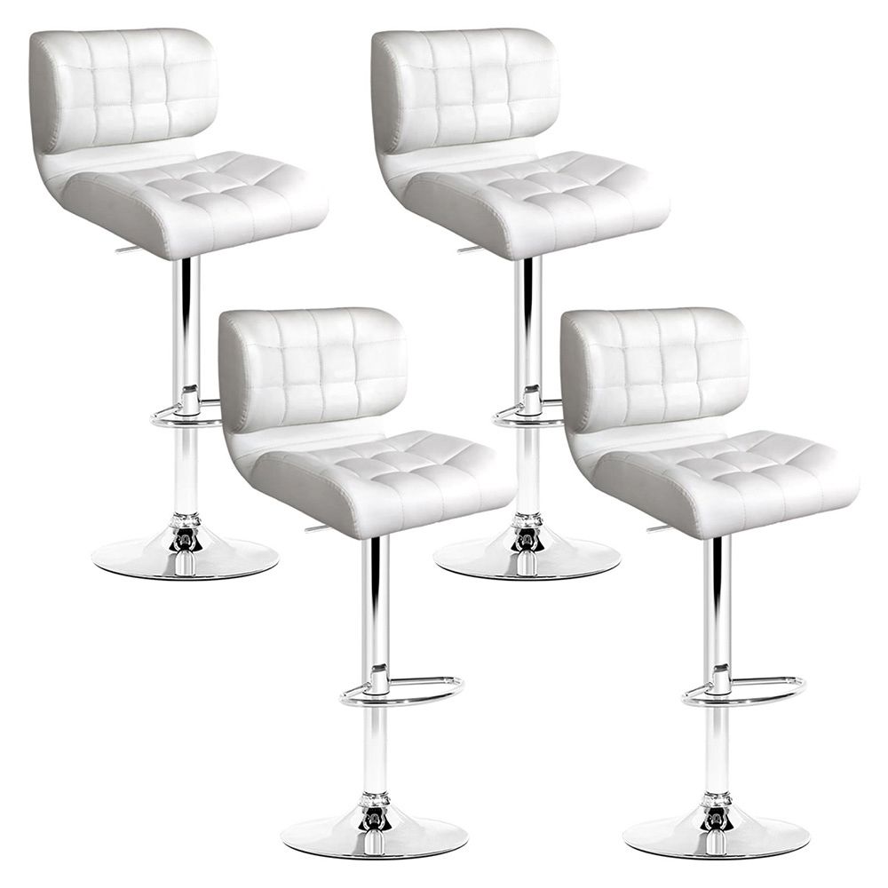 Evan Leather Bar Stool Swivel (Set of 4) White