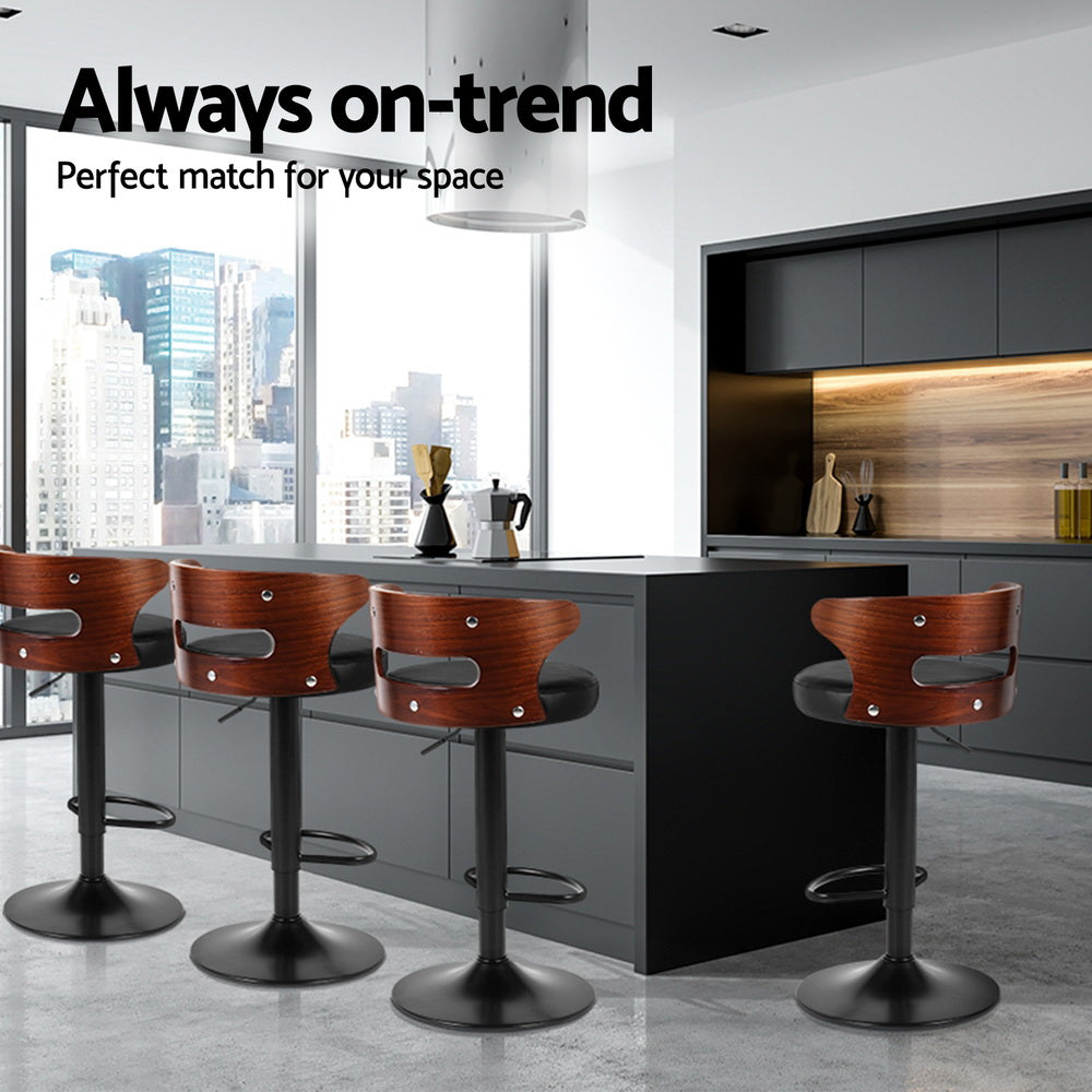 Windsor Leather Bar Stool (Set of 4) Black