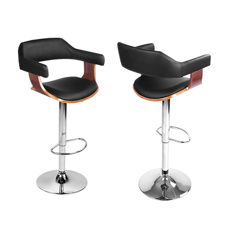 Donna Wooden Bar Stool Leather Swivel (Set of 4) Black