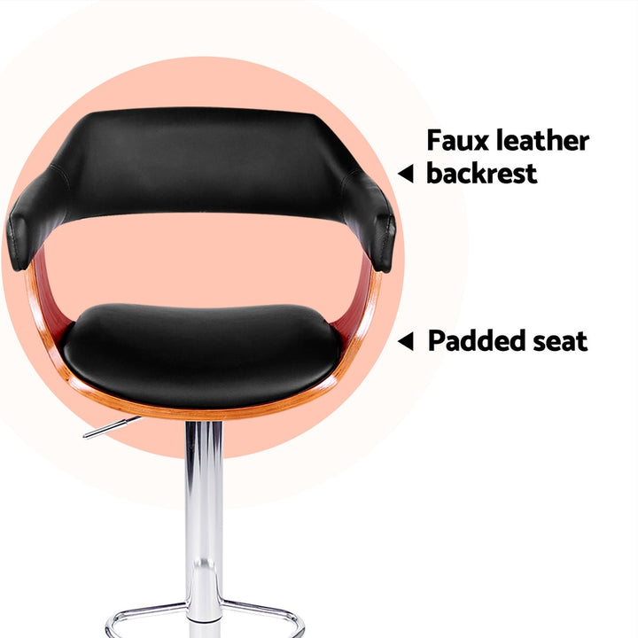 Donna Wooden Bar Stool Leather Swivel (Set of 4) Black