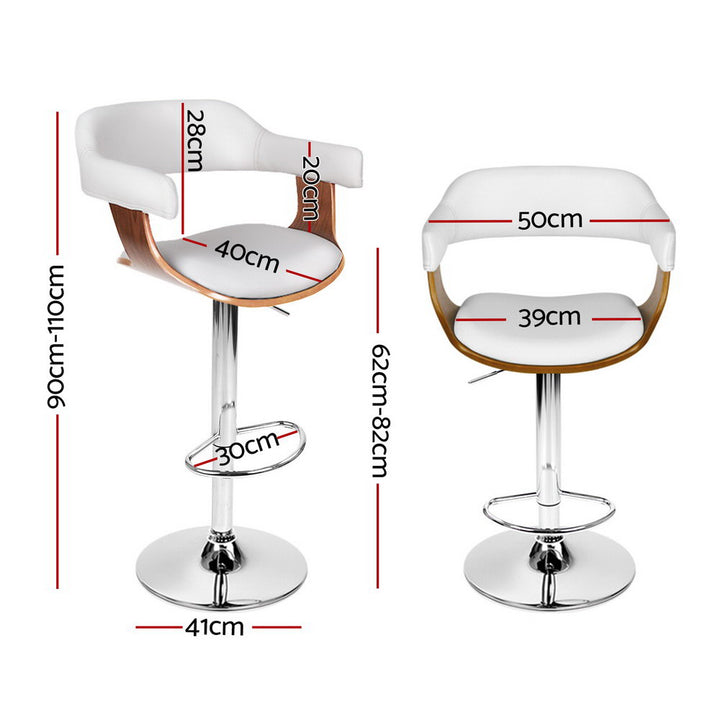 Donna Wooden Bar Stool Leather Swivel (Set of 4) White