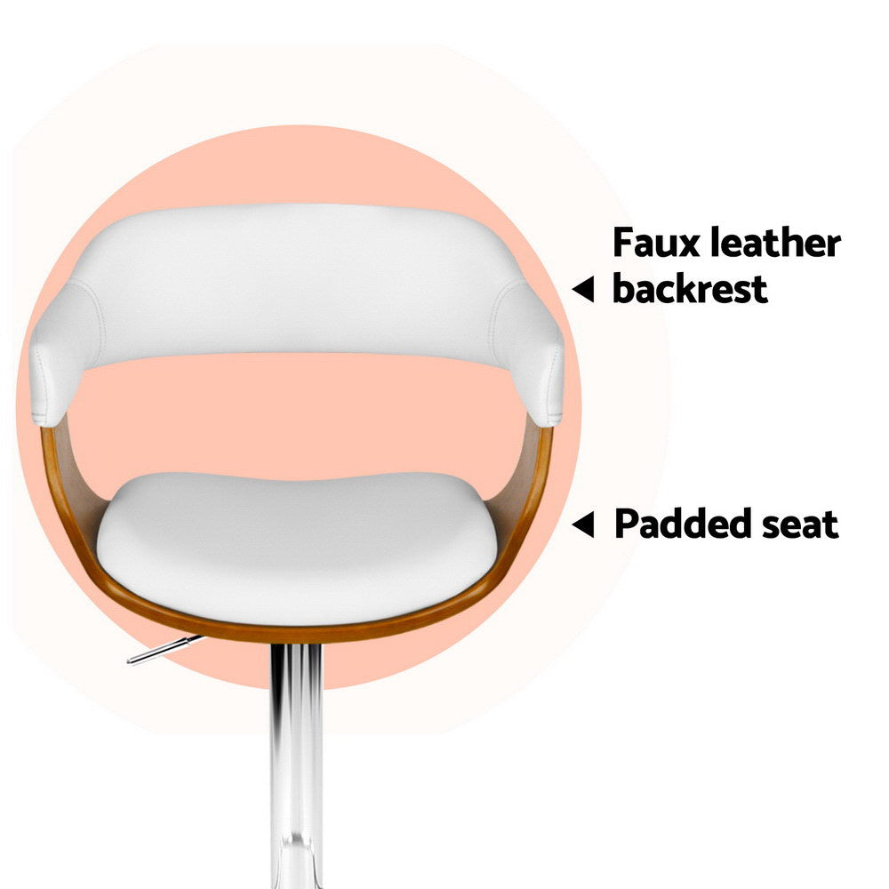 Donna Wooden Bar Stool Leather Swivel (Set of 4) White