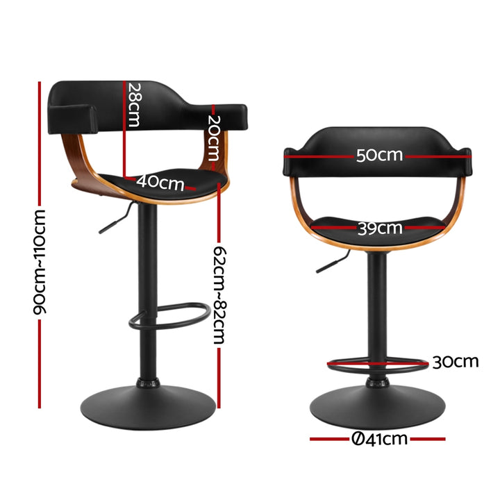 Donna Wooden Bar Stool Leather Swivel (Set of 4) Black Frame