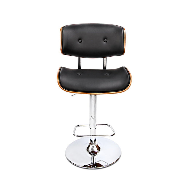 Morgan Leather Bar Stool Wooden Swivel Black