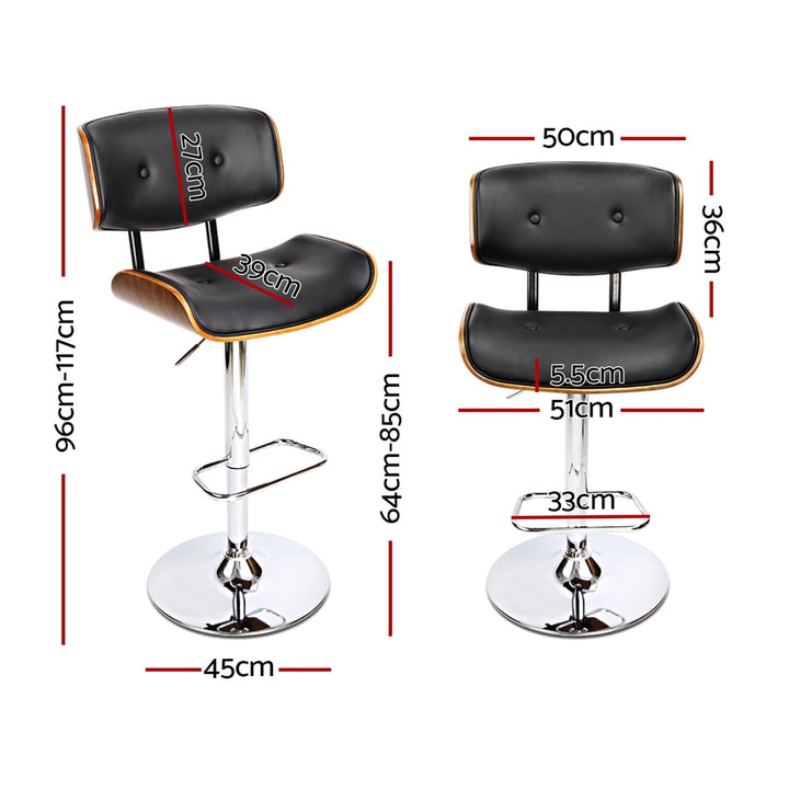 Morgan Leather Bar Stool Wooden Swivel (Set of 4) Black
