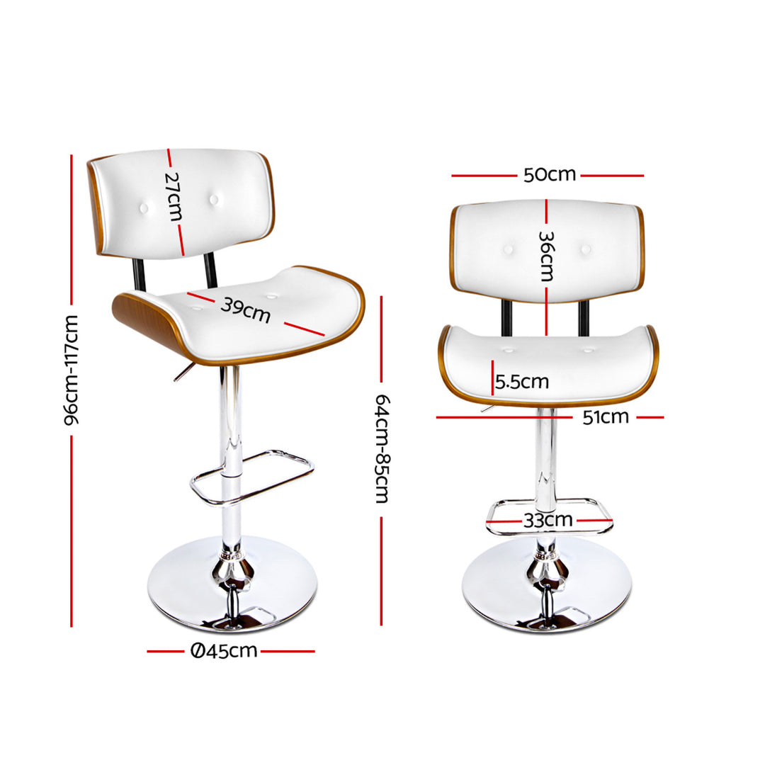 Morgan Leather Bar Stool Wooden Swivel White