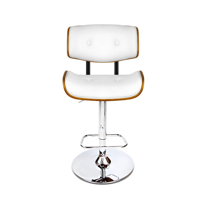 Morgan Leather Bar Stool Wooden Swivel White