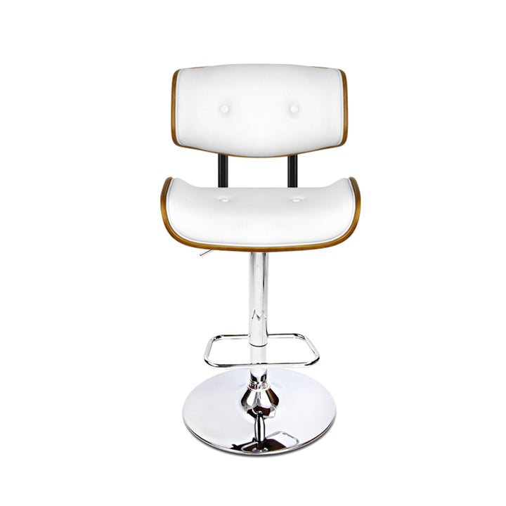 Morgan Leather Bar Stool Wooden Swivel (Set of 2) White
