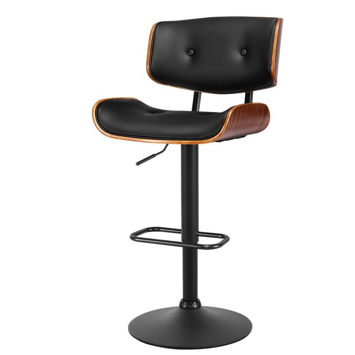 Morgan Leather Bar Stool Wooden Swivel Black Frame