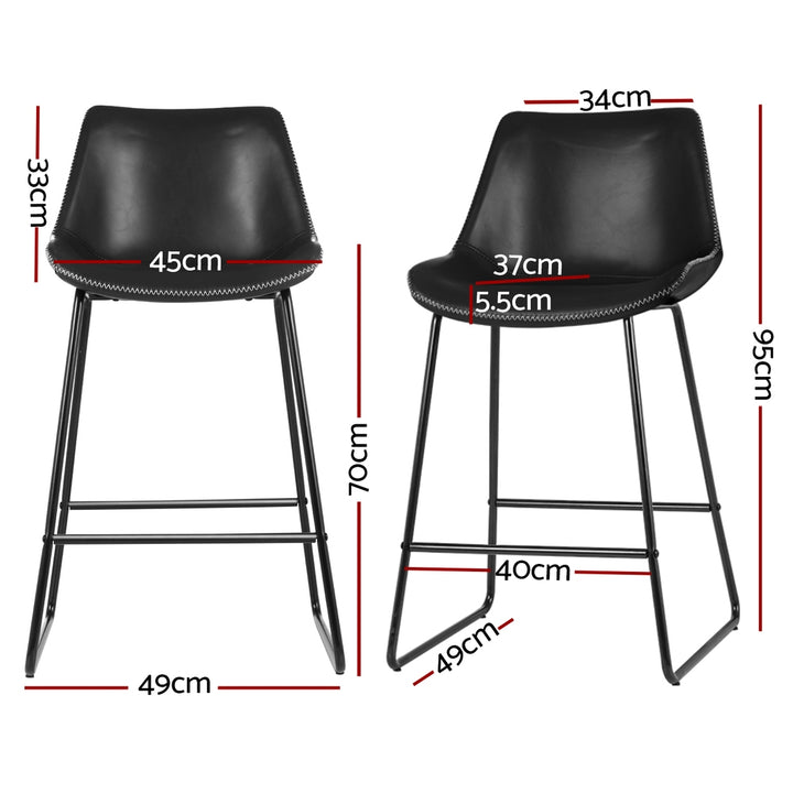 Winston Leather Bar Stool (Set of 4) Black 70cm