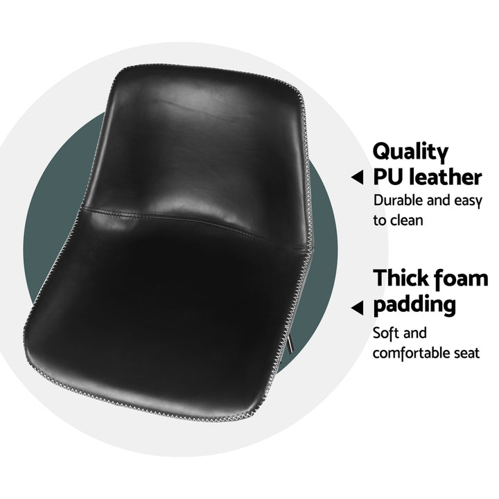 Winston Leather Bar Stool (Set of 4) Black 70cm