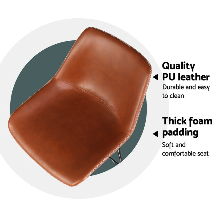 Winston Leather Bar Stool (Set of 4) Brown 70cm