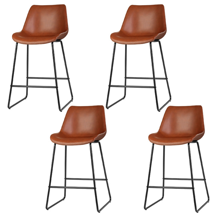 Winston Leather Bar Stool (Set of 4) Brown 70cm