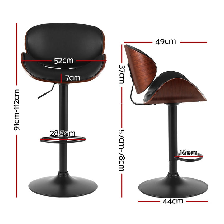 Jaycee Leather Bar Stool Swivel (Set of 4) Black Frame