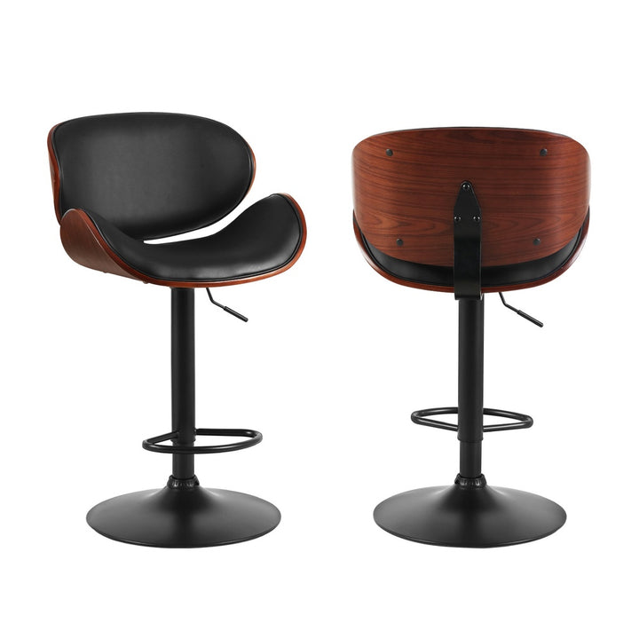 Jaycee Leather Bar Stool Swivel (Set of 4) Black Frame