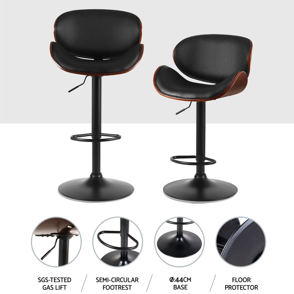Jaycee Leather Bar Stool Swivel (Set of 4) Black Frame