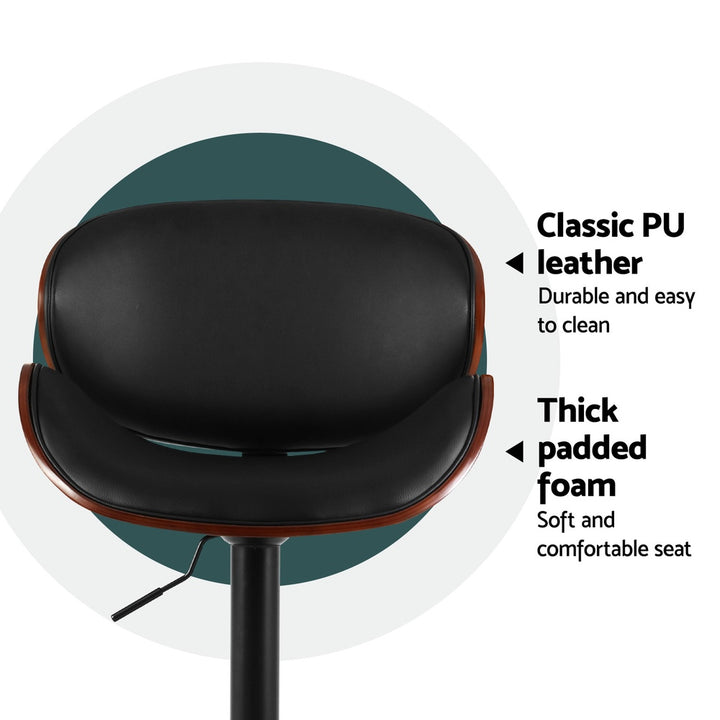 Jaycee Leather Bar Stool Swivel (Set of 4) Black Frame