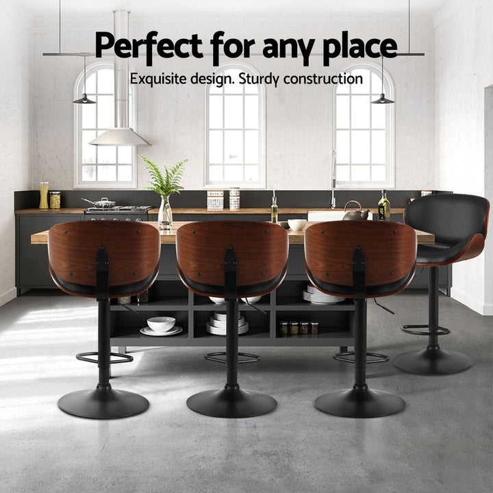Jaycee Leather Bar Stool Swivel (Set of 4) Black Frame