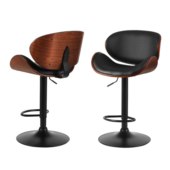 Jaycee Leather Bar Stool Swivel (Set of 4) Black Frame