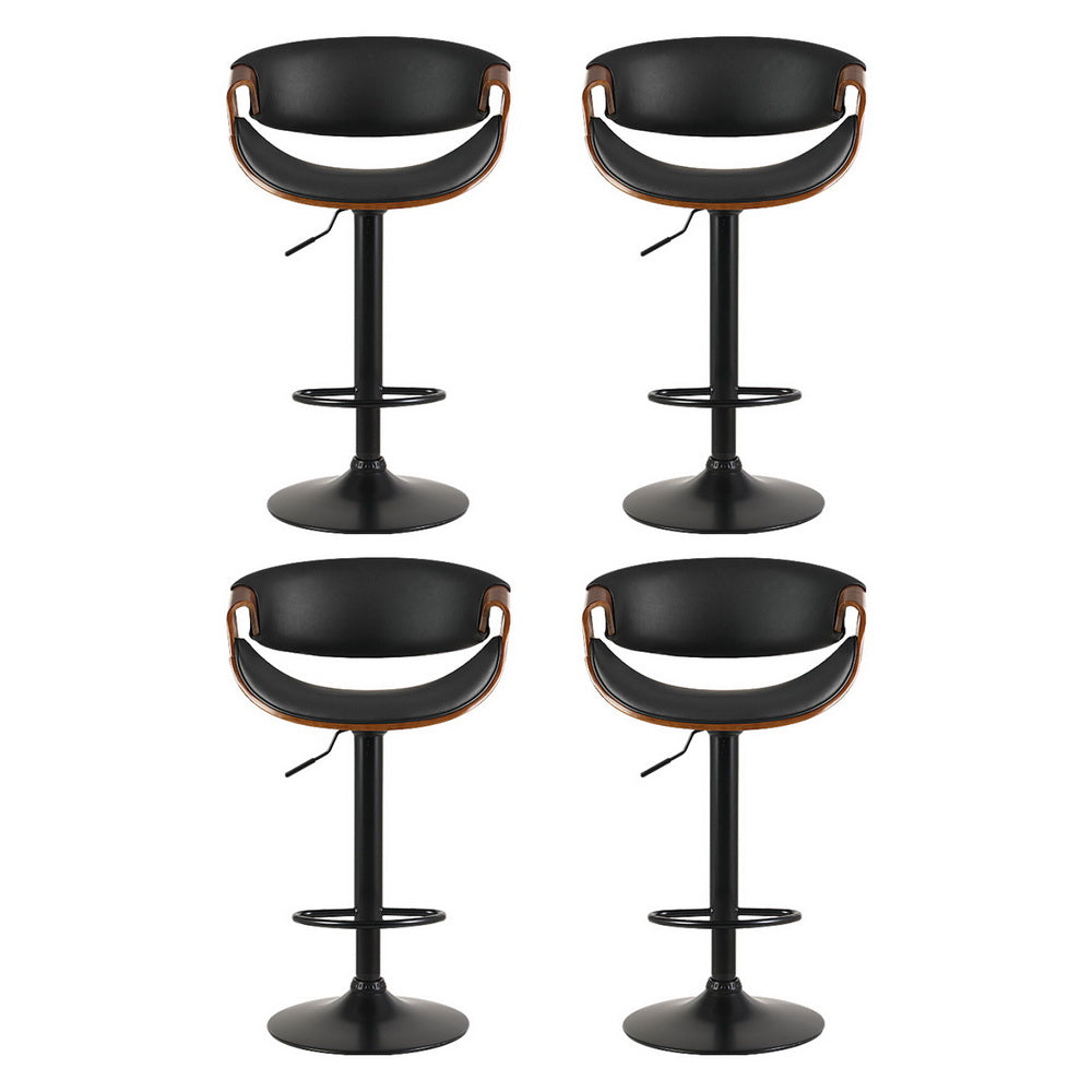 Amber Leather Bar Stool Swivel (Set of 4) Black Frame