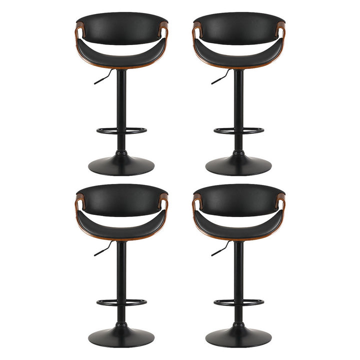 Amber Leather Bar Stool Swivel (Set of 4) Black Frame