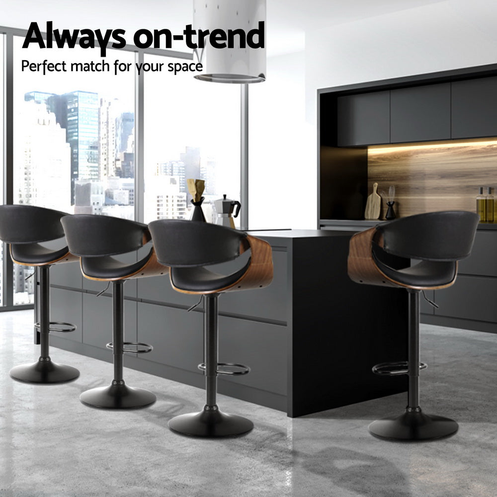 Amber Leather Bar Stool Swivel (Set of 4) Black Frame