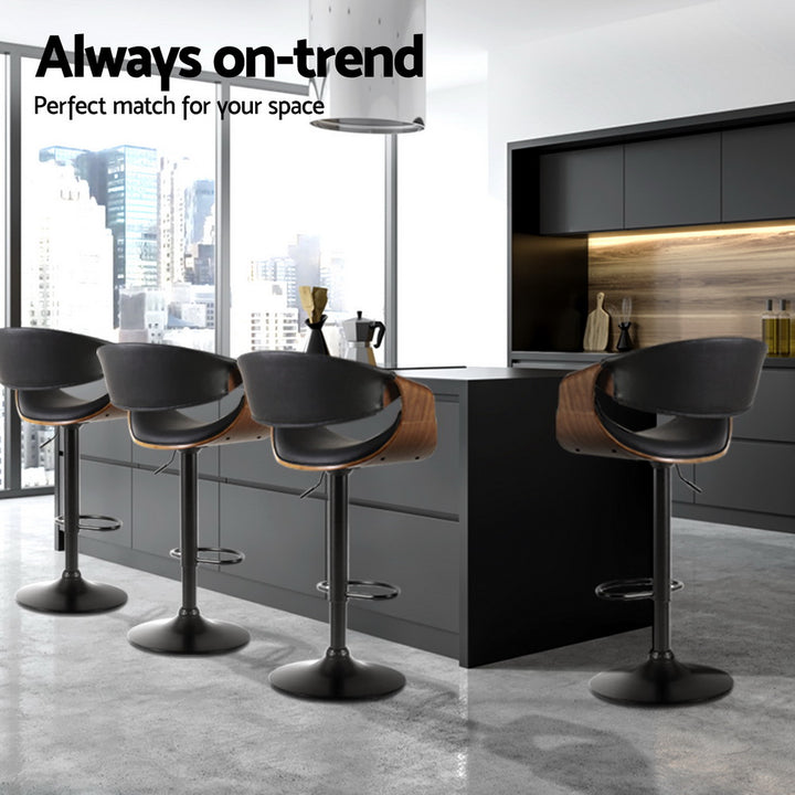 Amber Leather Bar Stool Swivel (Set of 4) Black Frame