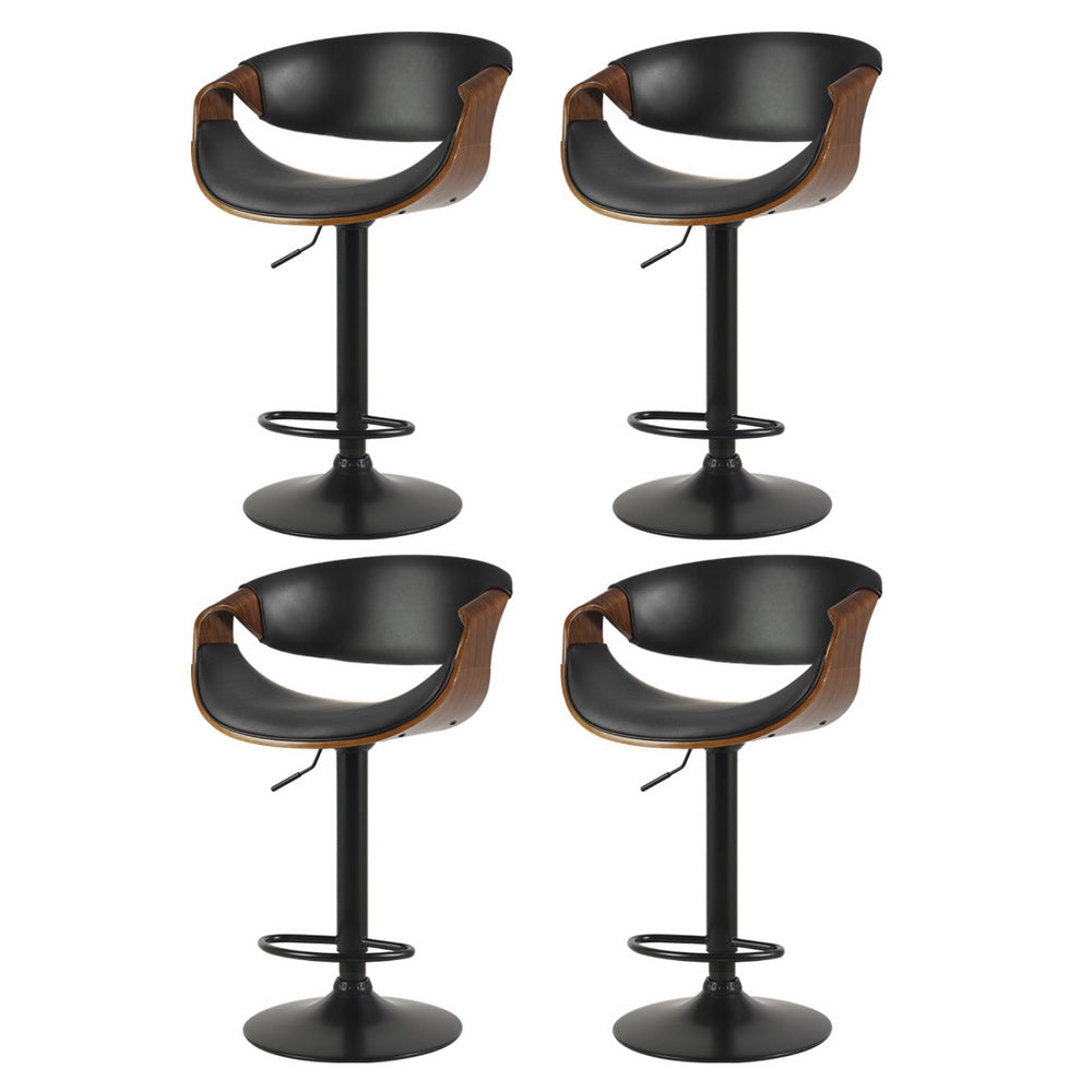 Amber Leather Bar Stool Swivel (Set of 4) Black Frame