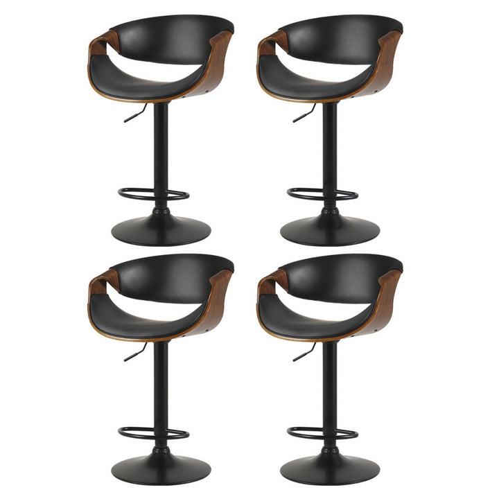 Amber Leather Bar Stool Swivel (Set of 4) Black Frame