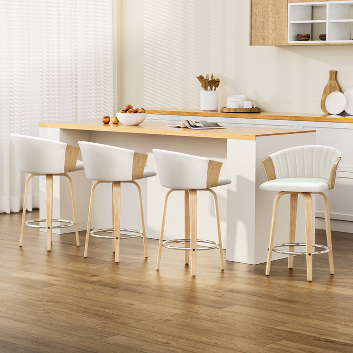 Taila Leather Counter Stool (Set of 4) White 66cm