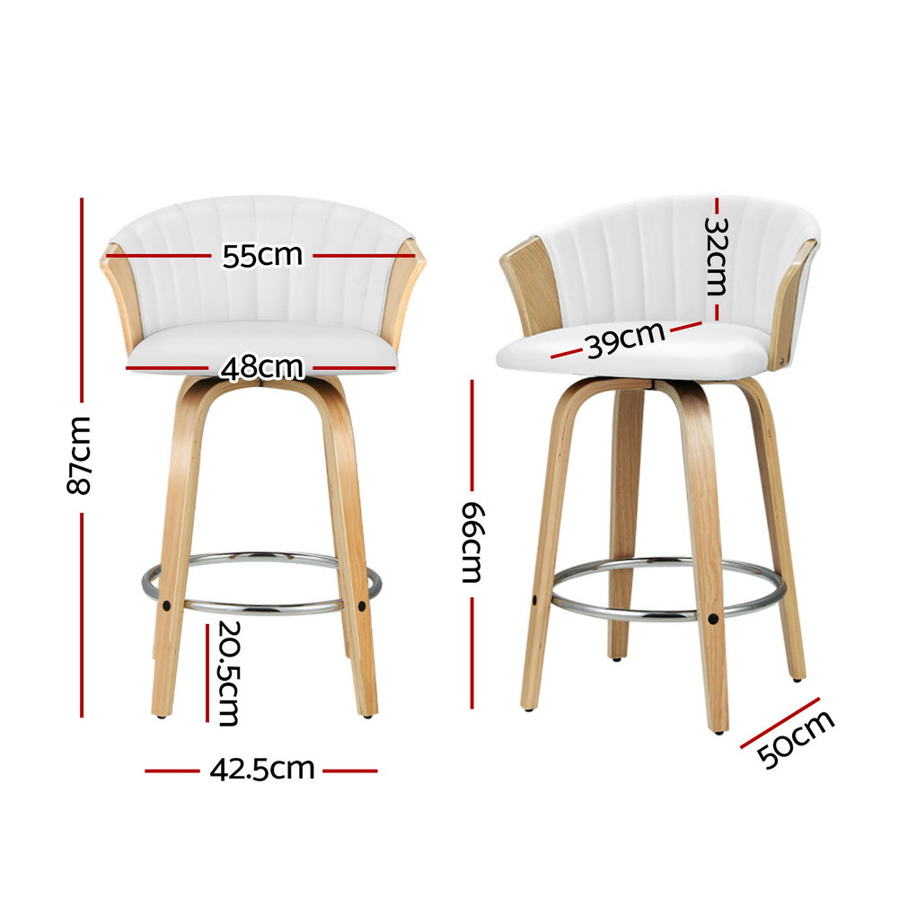 Taila Leather Counter Stool (Set of 4) White 66cm