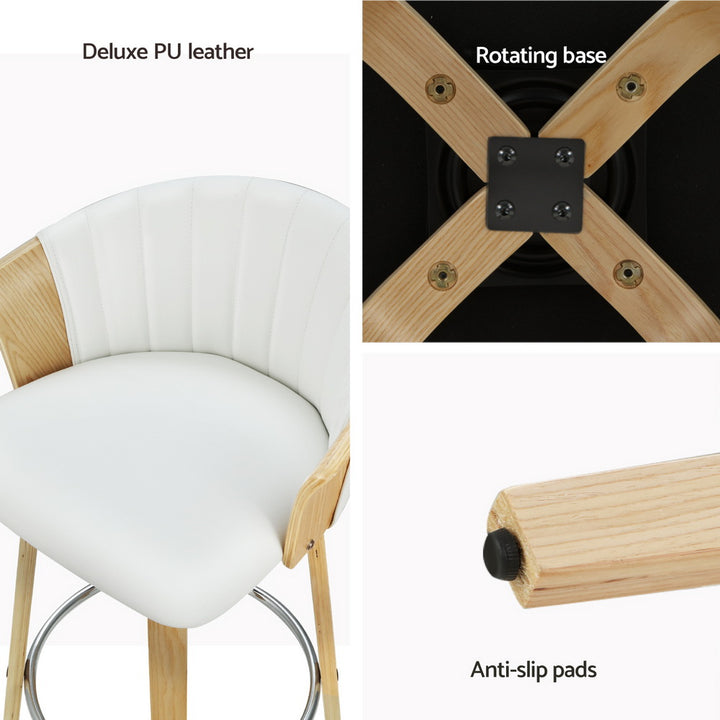 Taila Leather Counter Stool (Set of 4) White 66cm