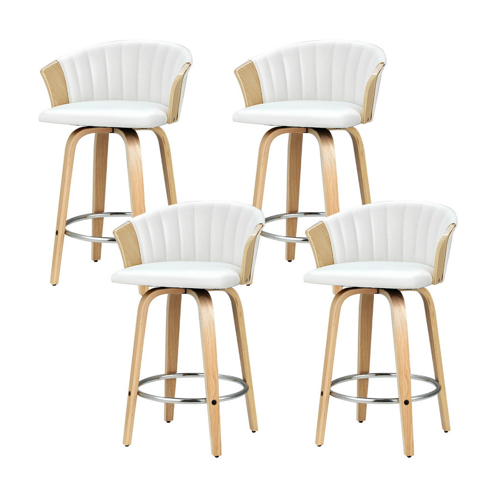 Taila Leather Counter Stool (Set of 4) White 66cm