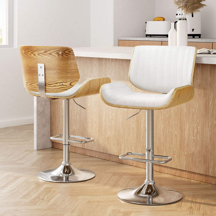 Marlie Leather Bar Stool Swivel (Set of 2) White