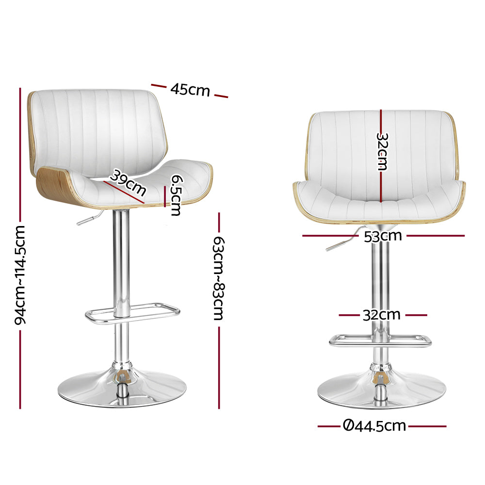 Marlie Leather Bar Stool Swivel (Set of 4) White