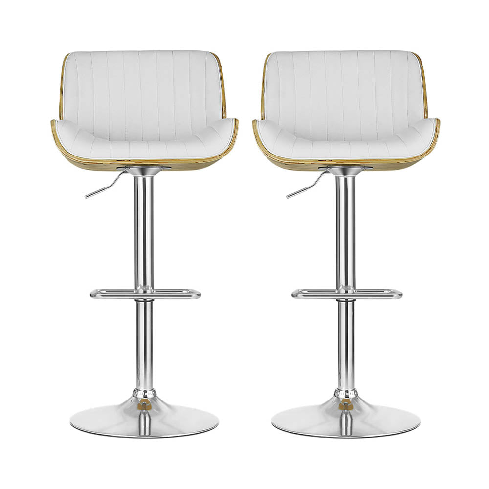 Marlie Leather Bar Stool Swivel (Set of 2) White