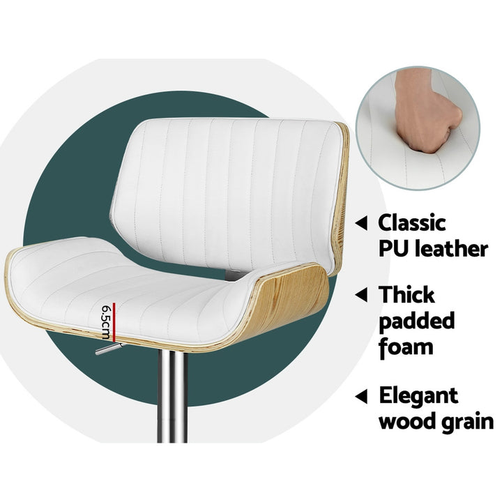Marlie Leather Bar Stool Swivel (Set of 2) White
