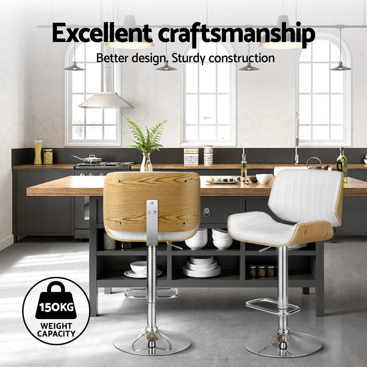 Marlie Leather Bar Stool Swivel (Set of 4) White