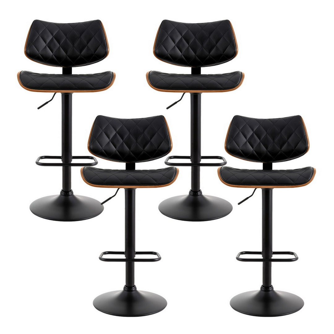 Artiss 4x Bar Stools Kitchen Dining Chairs Gas Lift Stool Wooden Leather Black