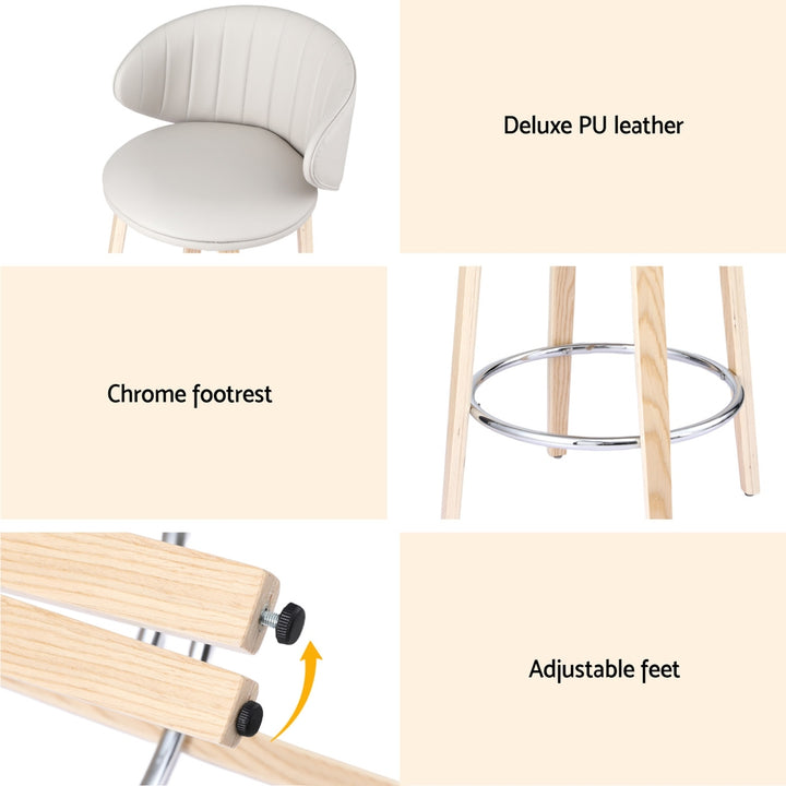 2x Artiss Bar Stools Dining Chairs Contoured Leather Wood Stool