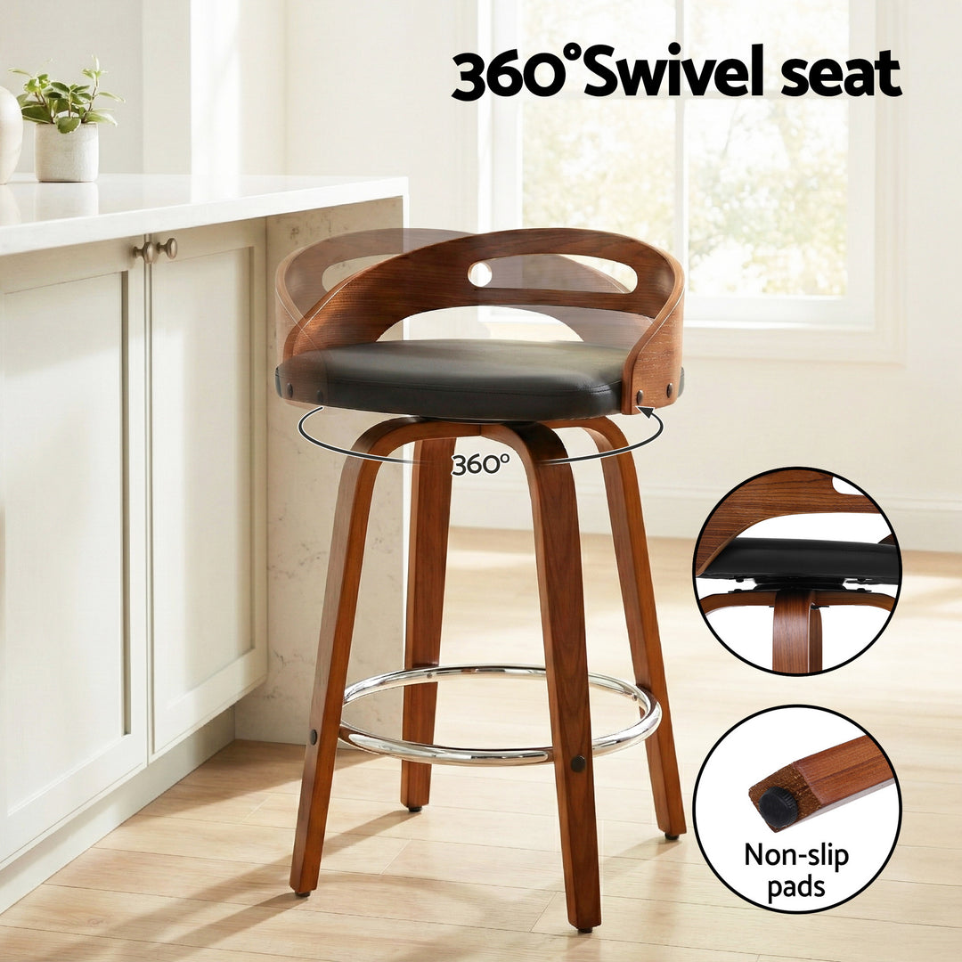 Artiss 4x Bar Stools Swivel Dining Chairs Low Back Counter Seat PU Cushion