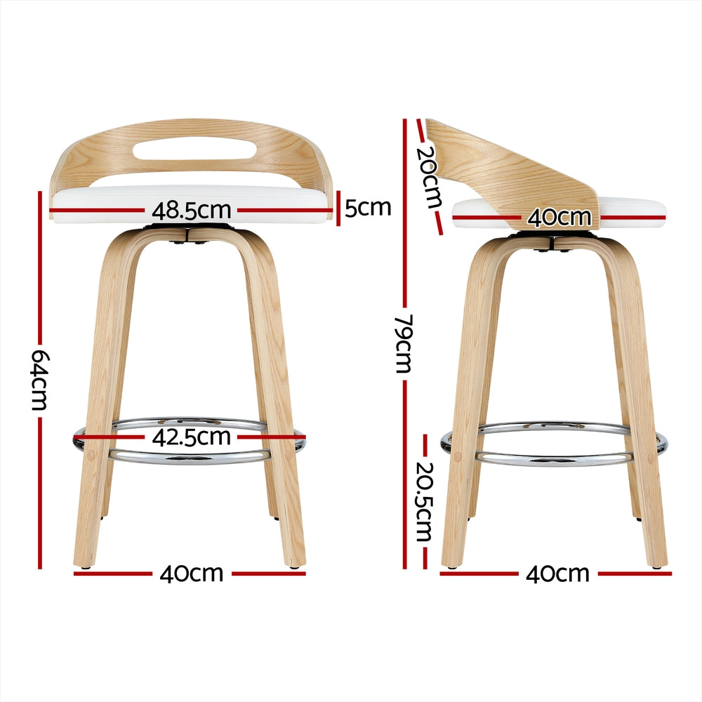 Ashwood Wooden Counter Stool (Set of 2) White 64cm