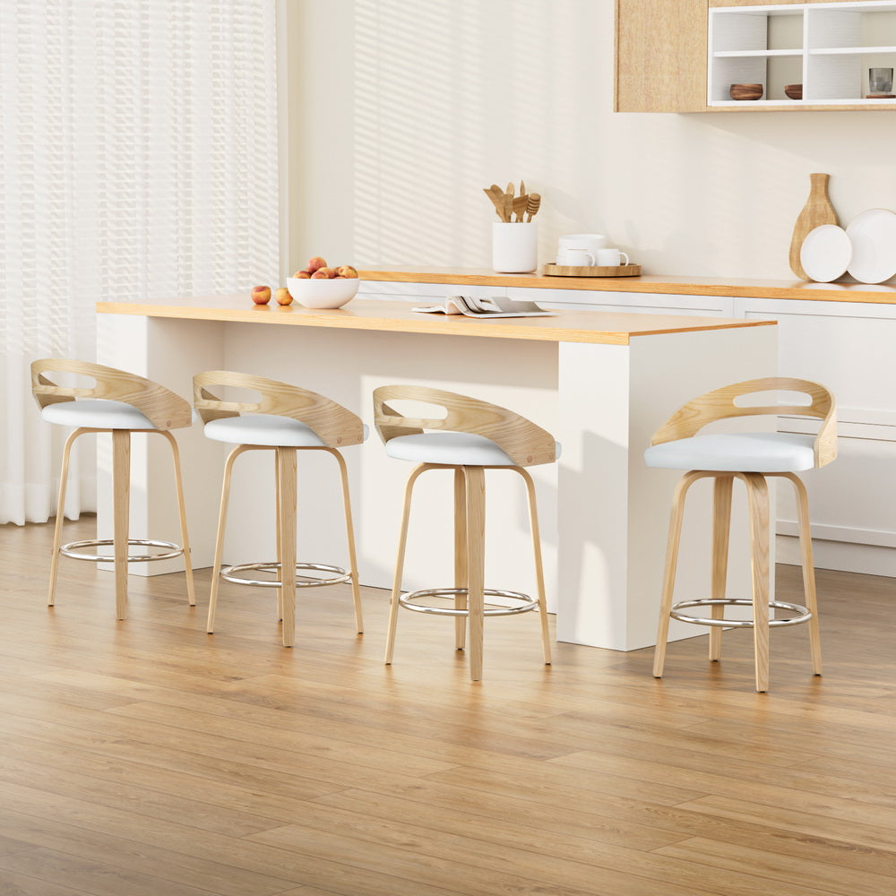 Ashwood Wooden Counter Stool (Set of 4) White 64cm