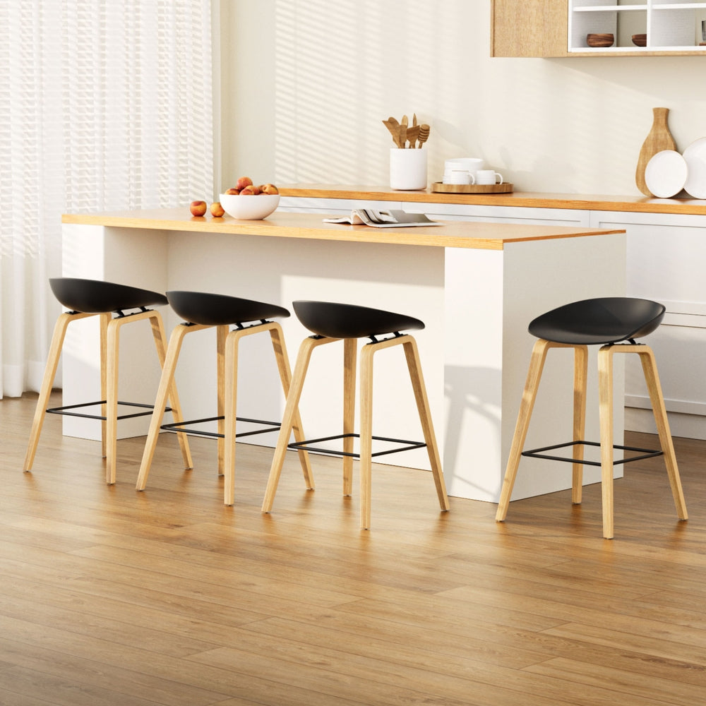 Lexi Wooden Counter Stool Backless (Set of 4) Black 67cm