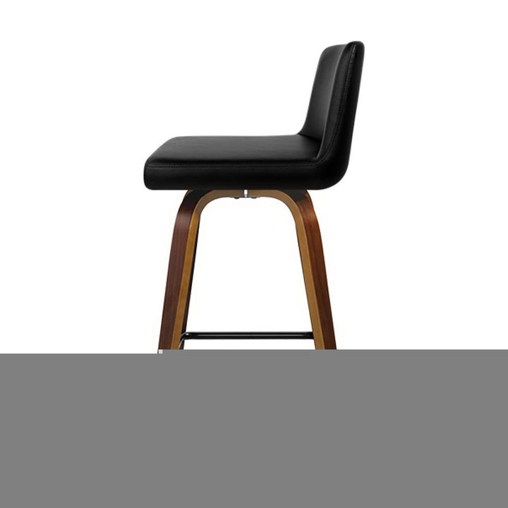 Grant Leather Counter Stool Wooden Swivel (Set of 4) Walnut 66cm