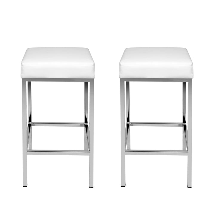Artiss 2x Bar Stools Leather Padded Metal White