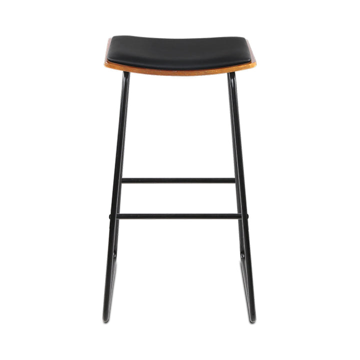 Porter Industrial Bar Stool Leather Backless (Set of 2) Black 76cm