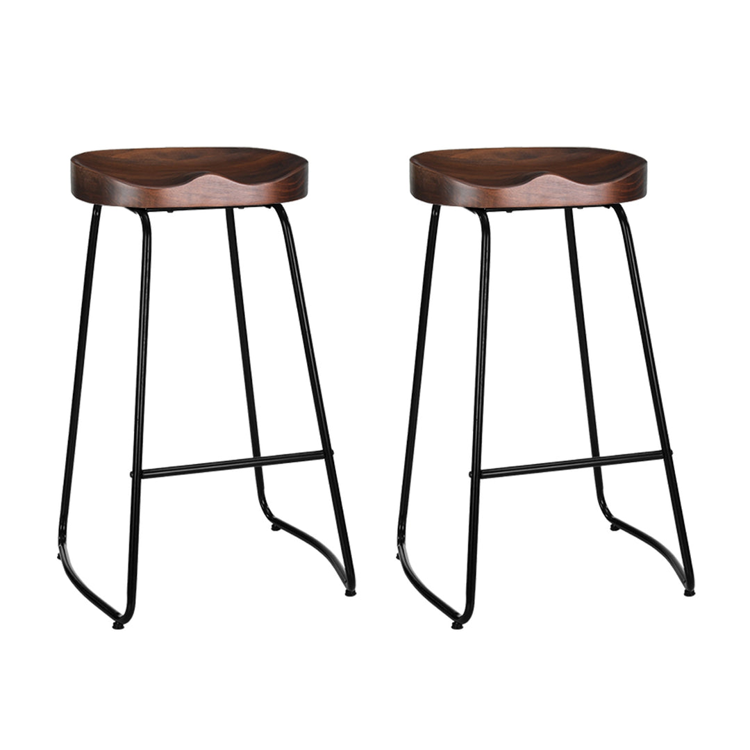 Parker Industrial Bar Stool Wooden Backless (Set of 2) Dark Wood 75cm