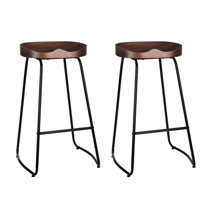 Parker Industrial Bar Stool Wooden Backless (Set of 2) Dark Wood 75cm